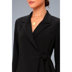 EXECUTIVE MOVE BLACK LONG SLEEVE BLAZER DRESS